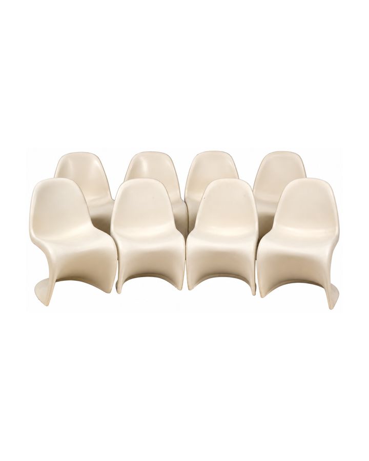 Lot 538: Set of Eight Verner Panton for Vitra White S Chairs