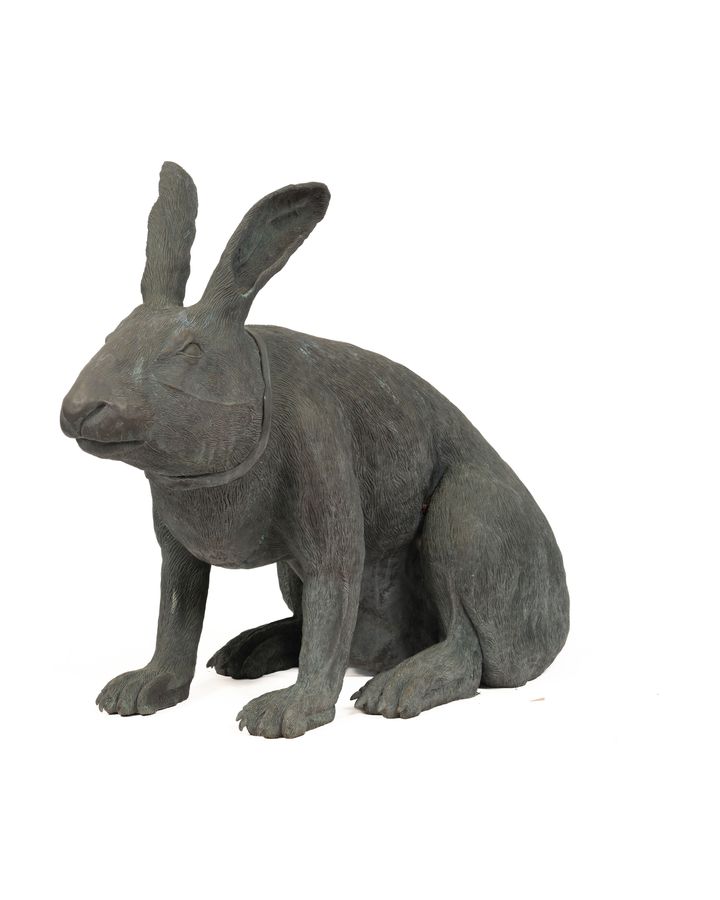 Frank Fleming Large Bronze Seated Hare Sculpture
