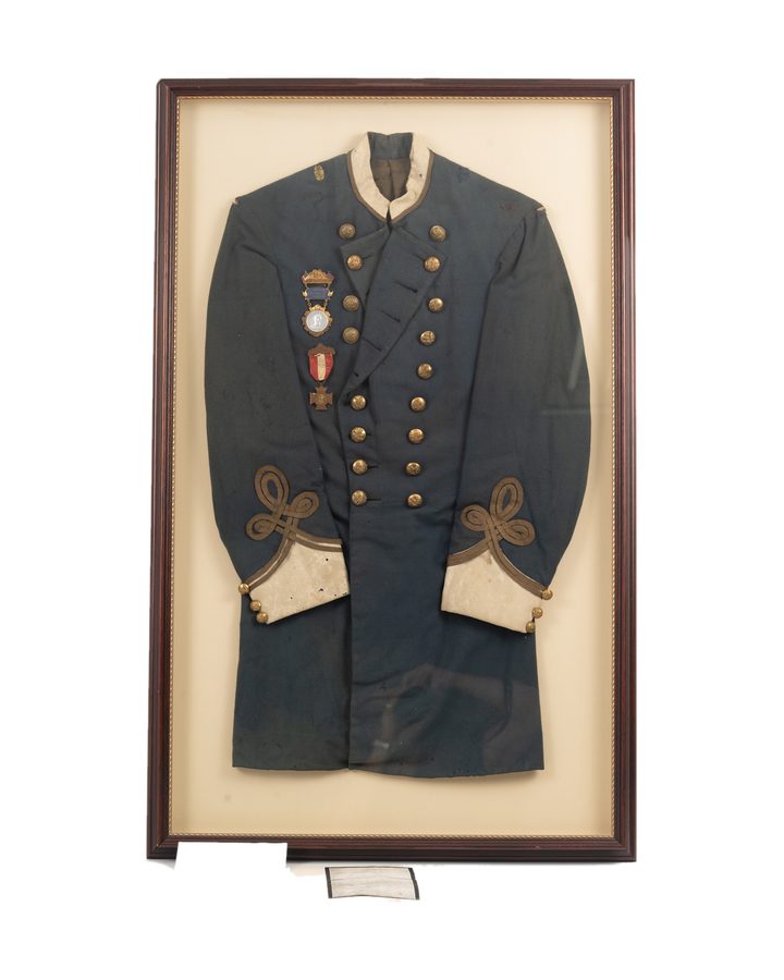 Lot 12: Confederate Tennessee Soldier’s Uniform Shadow Box, Capt. James L. McGann