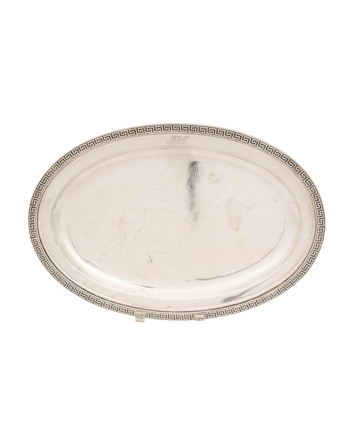 Lot 142: William Adams New York Coin Silver Tray with Greek Key Border