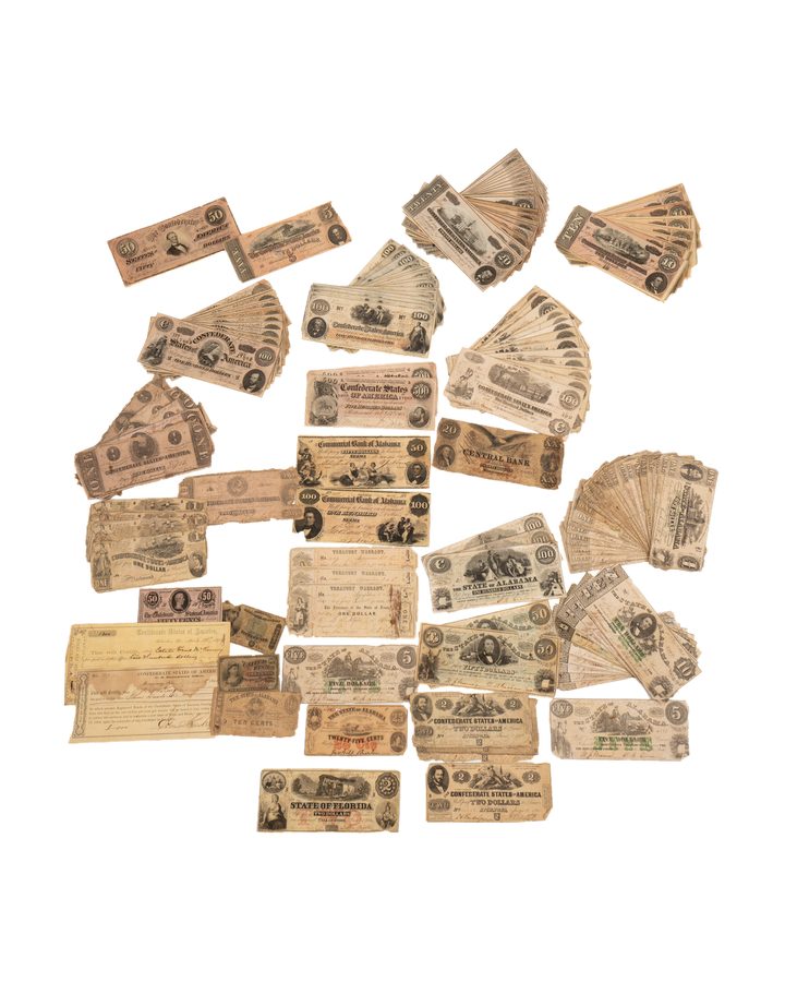 Lot 15: (175+) Confederate and Southern States Paper Currency, Civil War Era