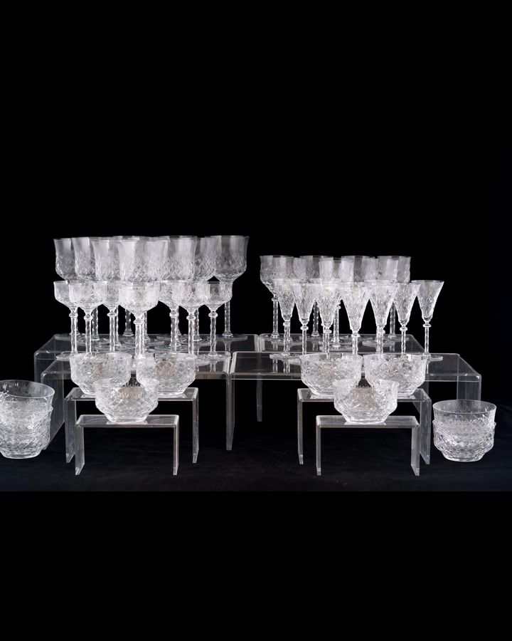 Lot 310: (47) French Cut Crystal Stemware Service
