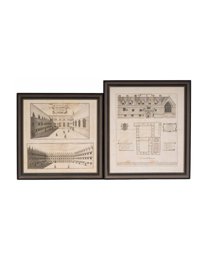 Lot 335: Pair William Williams Jesus College Oxford Engravings, Oxonia Depicta, Circa 1732