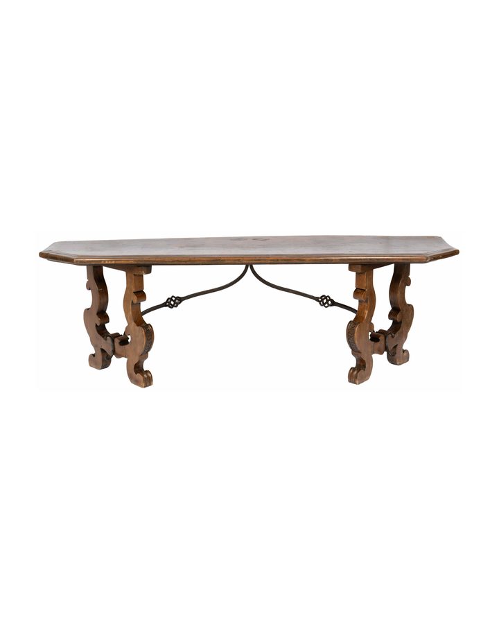 Lot 351: Spanish Castilian Refectory Walnut & Wrought Iron Console Table